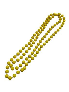Long Yellow Beaded Necklace Acrylic Round Beads  Statement  Vintage Retro Summer